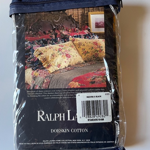 Ralph Lauren Pillow Sham Isadora Black Pattern - Standard Size - Picture 2 of 2